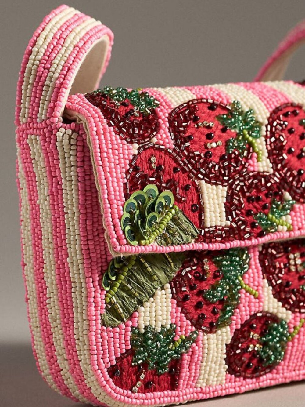 Maeve Anthropologie The Fiona Beaded Bag Strawberry Craze